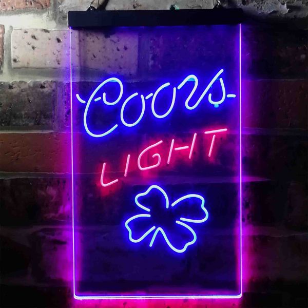 Coors Light Clover Leaf Dual LED Neon Light Sign